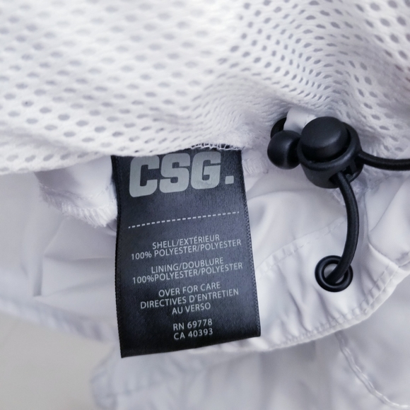CSG Hooded Windbreaker Jacket Men Size XL White Black Vented - Picture 4 of 14